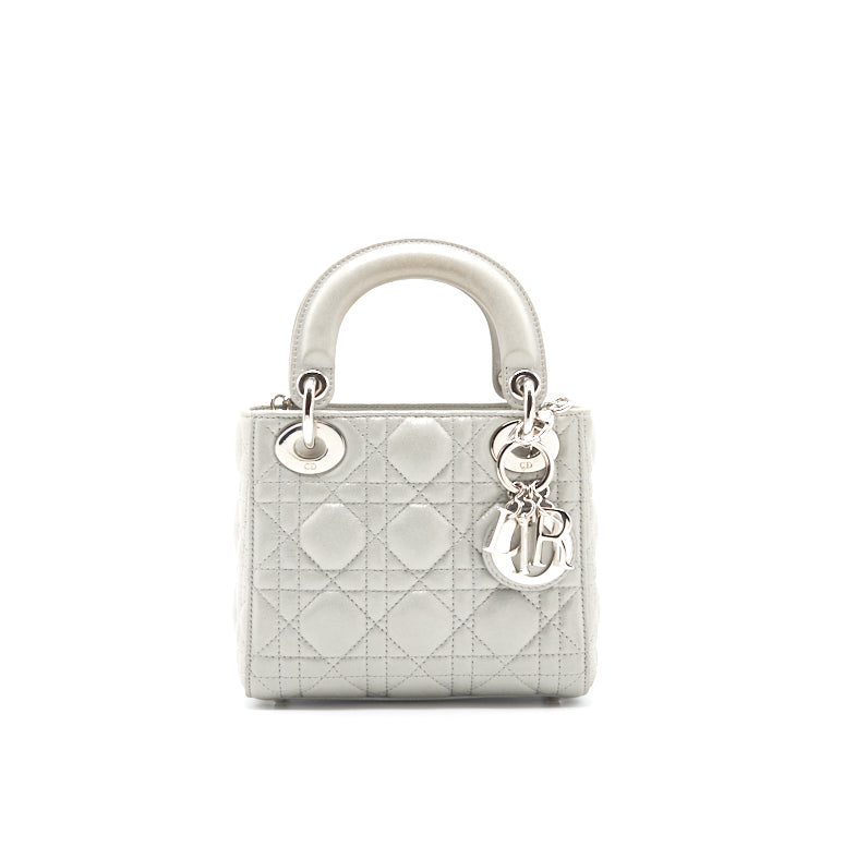 Dior Light Grey Mini Lady Dior Tote - EMIER