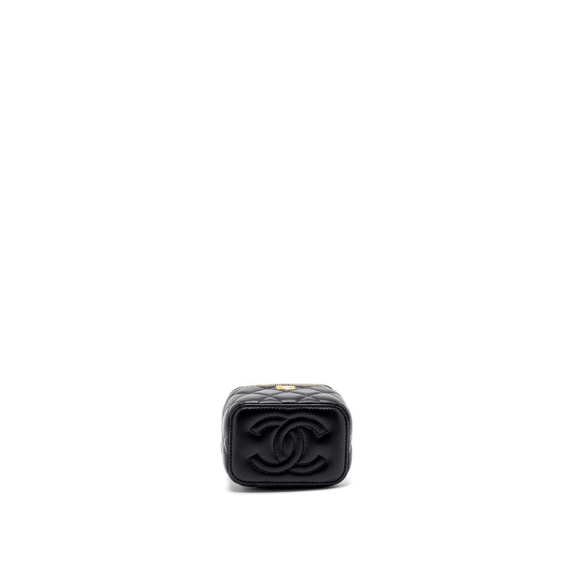 Chanel Pearl Crush Mini Vanity with Chain Lambskin Black Brushed GHW (Microchip)