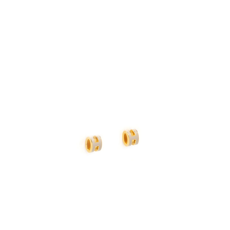 Hermes Mini Pop H Earrings Marron Glance GHW
