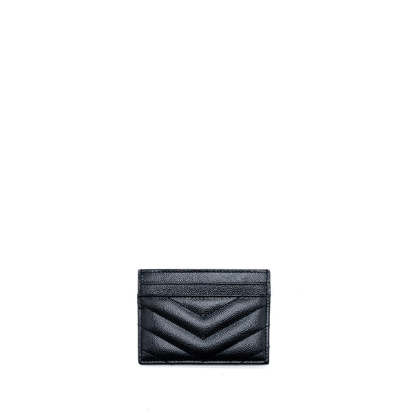 Saint Laurent/YSL Cassandre Matelasse Card Case in Grain Depoudre Embossed Calfskin Black with Black Hardware