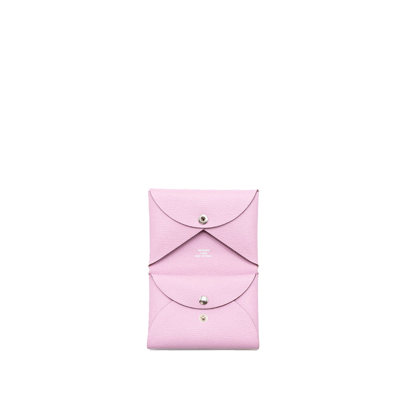 Hermes Calvi Duo Card Holder Epsom x9 Mauve Sylvestre SHW Stamp U