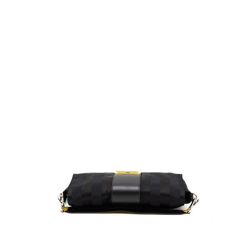 Fendi 20FW Large Baguette Bag Nylon/Leather Black/Yellow SHW