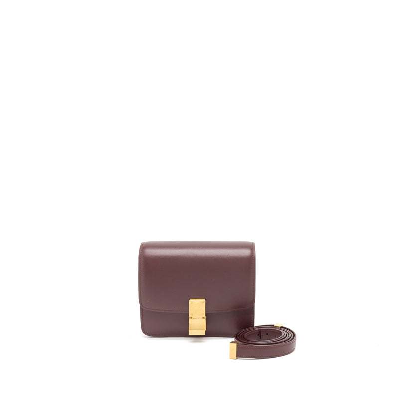 Celine Mini Box Celine Mini Box Calfskin Burgundy Brushed GHW