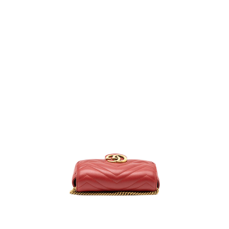 Gucci GG Marmont Super Mini Bag Matelassé Calfskin Red Brushed GHW