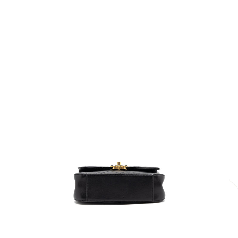 Chanel Top Handle Flap Bag Detailed Logo Goatskin Black GHW