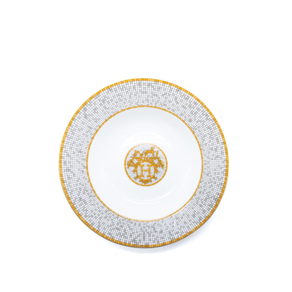 Hermes Mosaique Au 24 Gold Soup Plate X 2 (2 In A Set)