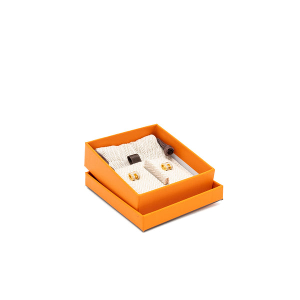 Hermes Mini Pop H Earrings Marron Glance GHW
