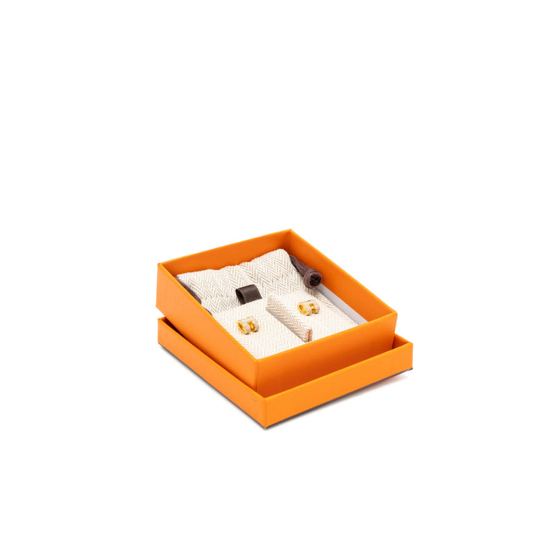 Hermes Mini Pop H Earrings Marron Glance GHW