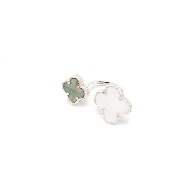 Van Cleef&Arpels Size 48 Magic Alhambra Between the Finger Ring Mother of Pearl White Gold