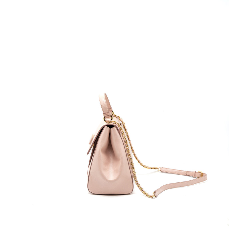 Salvatore Ferragamo Top Handle Flap Bag Calfskin Light Pink GHW