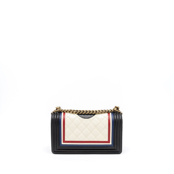 Chanel Medium Boy Bag Lambskin Multicolour Ruthenium Multicolour Hardware