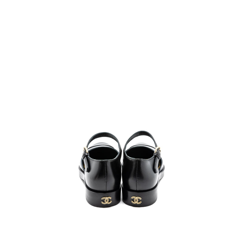 Chanel Size 36.5 Mary Janes Shoes Shiny Goatskin Black LGHW