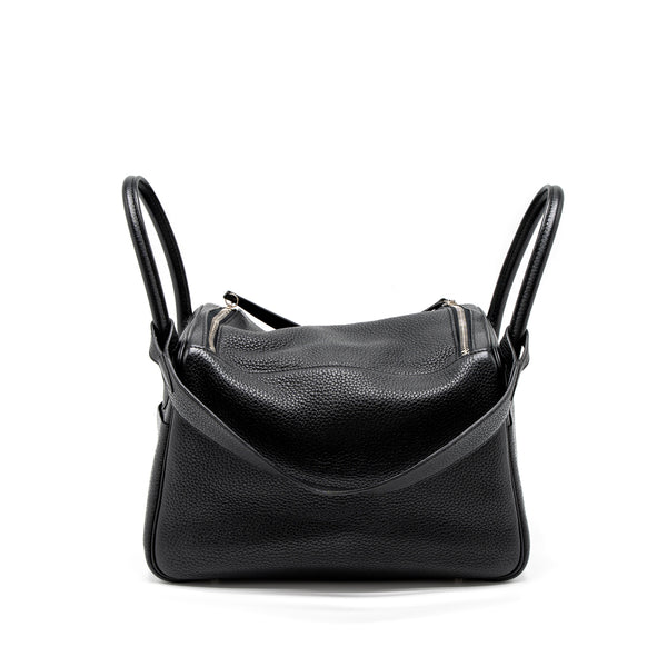 Hermes Lindy 30 Clemence Black SHW Stamp Square Q