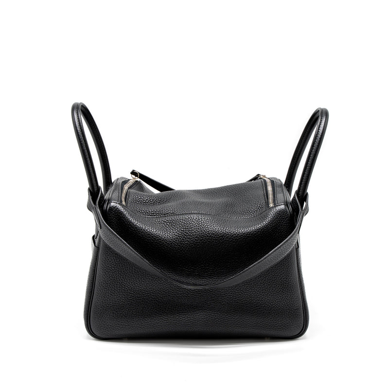 Hermes Lindy 30 Clemence Black SHW Stamp Square Q