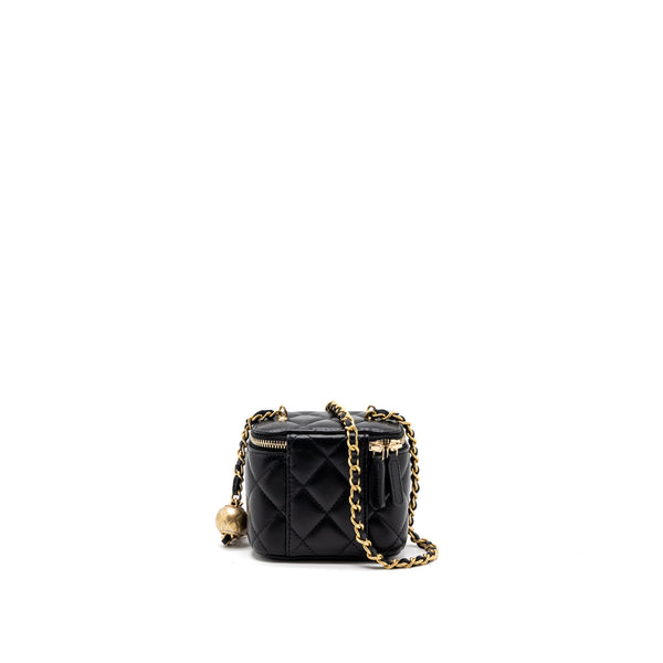 Chanel Pearl Crush Mini Vanity with Chain Lambskin Black Brushed GHW (Microchip)