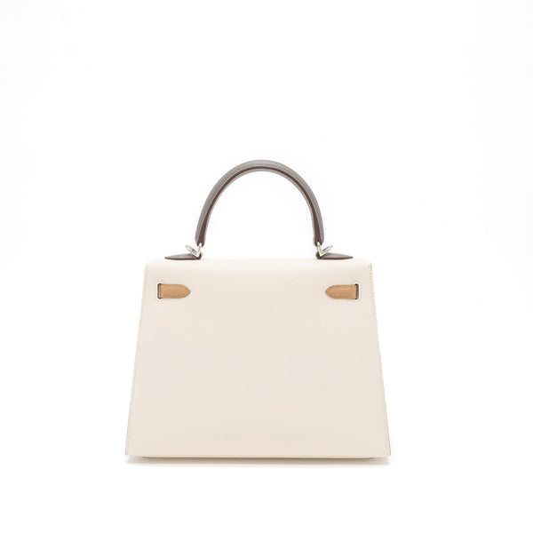 Hermes Kelly 25 Sellier Epsom Nata/Chai/Gris Meyer SHW Stamp U
