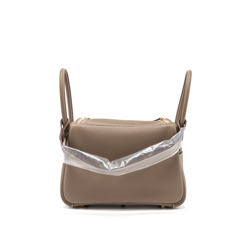 Lindy 26 clemence etoupe bag with gold hardware