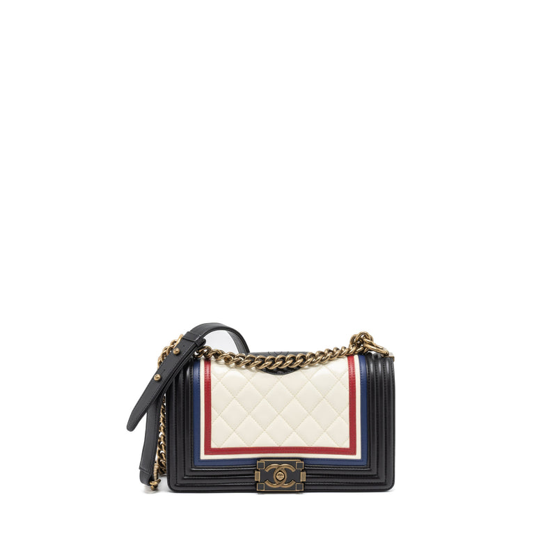 Chanel Medium Boy Bag Lambskin Multicolour Ruthenium Multicolour Hardware