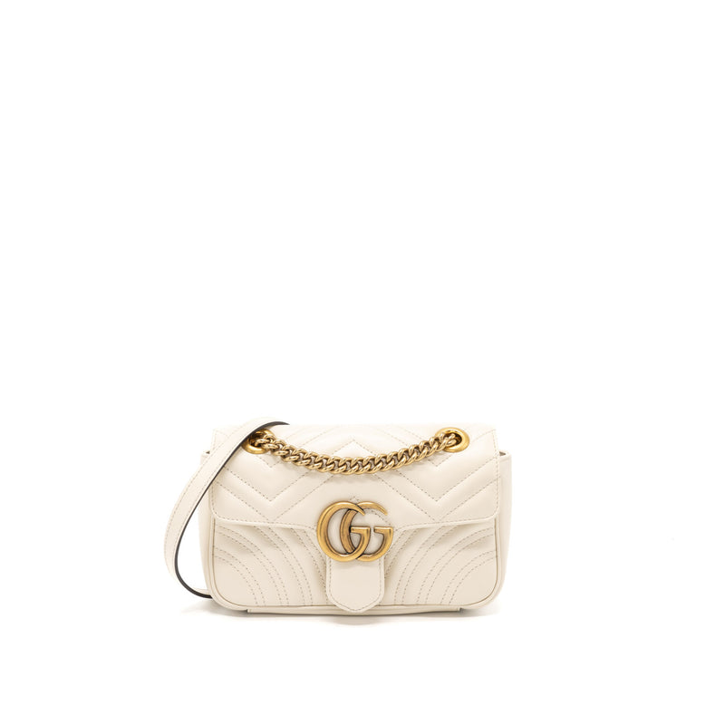 Gucci GG Marmont Mini Bag Matelassé Calfskin White Brushed GHW