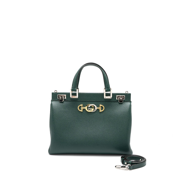 Gucci Top Handle Zumi Bag Calfskin Green Multicolour Hardware