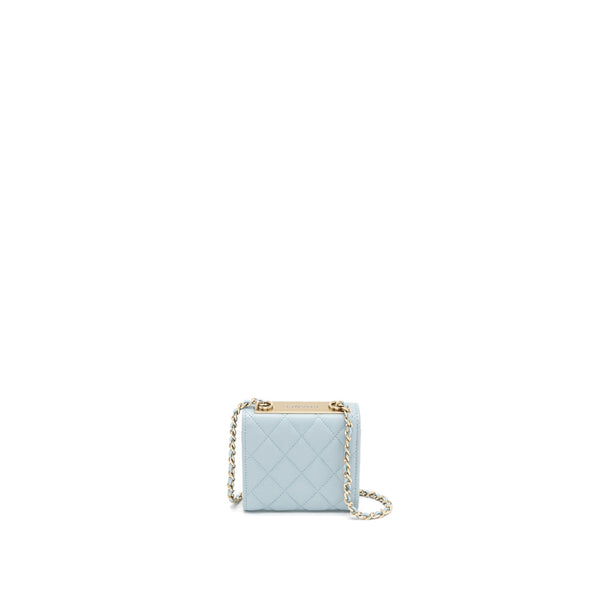 Chanel Mini Trendy CC Chain Wallet Lambskin Light Blue LGHW (Microchip)