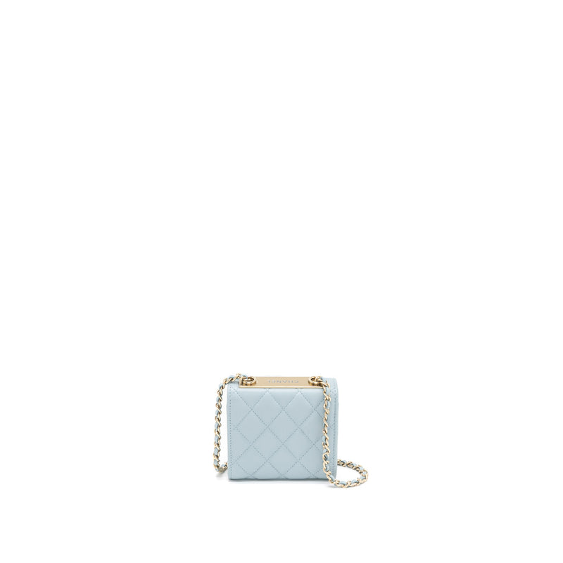 Chanel Mini Trendy CC Chain Wallet Lambskin Light Blue LGHW (Microchip)
