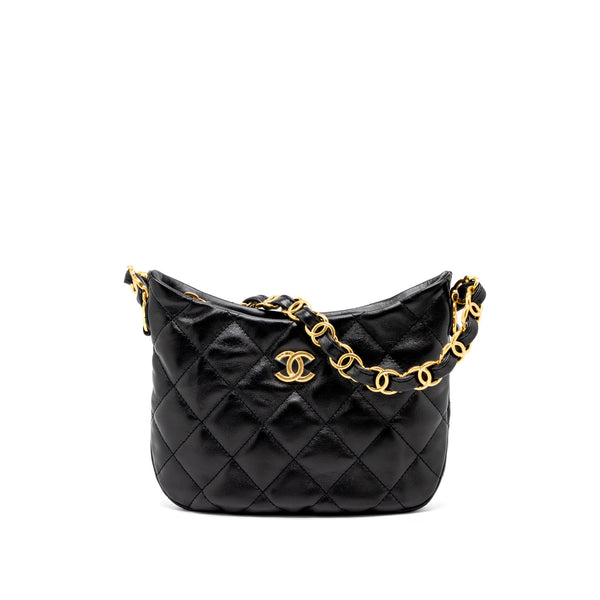 Chanel 22k Hobo Shoulder Bag Lambskin Black GHW (Microchip)