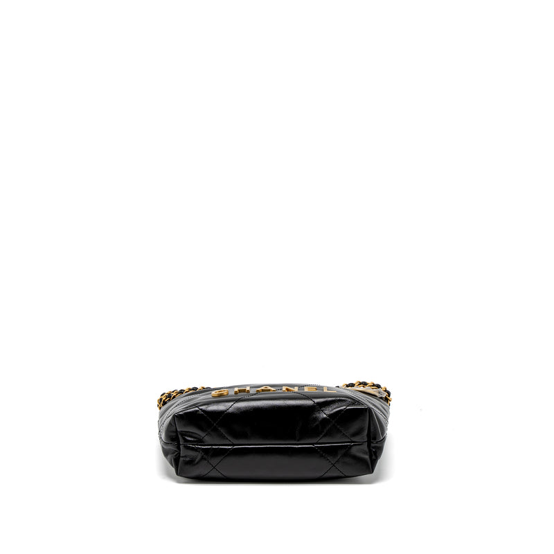 Chanel 23S Mini 22 Bag Shiny Calfskin Black Brushed GHW (Microchip)