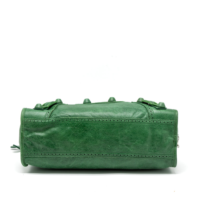 Balenciaga Lace City Bag Leather Green SHW