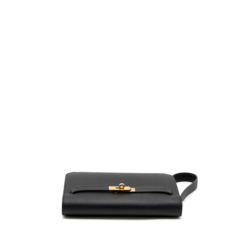 Hermes Pochette Kelly Depeches 25 Epsom Black GHW Stamp Y