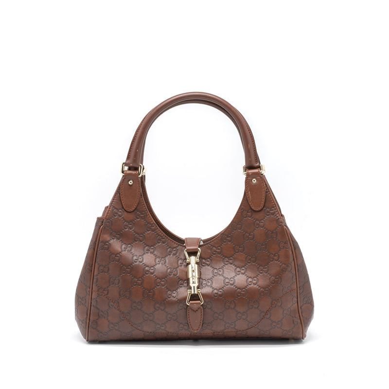 Gucci Vintage Jackie Bag GG Supreme Calfskin Brown GHW