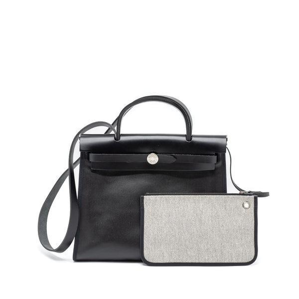 Hermes Herbag 31 Berline Canvas/Vache Hunter Black SHW Stamp C