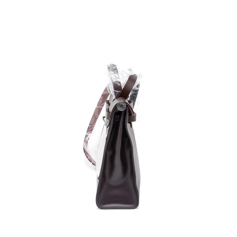 Hermes Herbag 31 Zip Bag Toile H Berline Canvas/Vache Hunter Cassis/Black/Rouge Sellier SHW Stamp Z