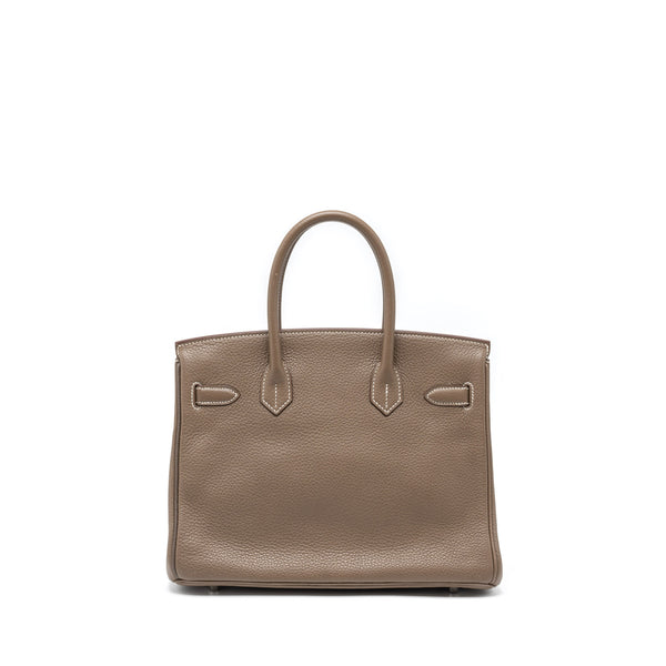 Hermes Birkin 30 Clemence Etoupe SHW Stamp Square R