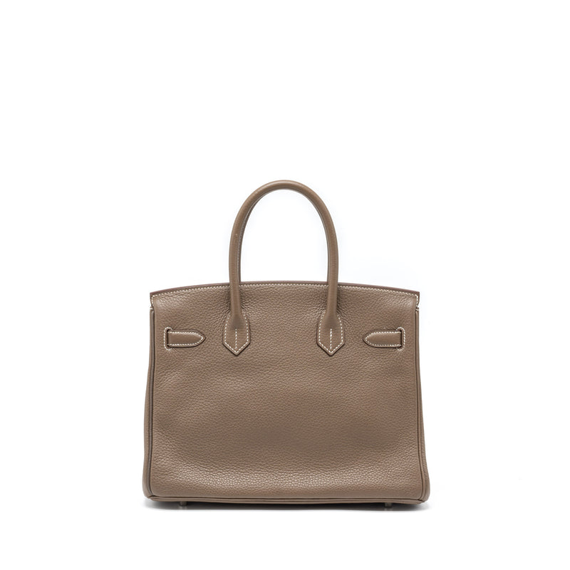 Hermes Birkin 30 Clemence Etoupe SHW Stamp Square R