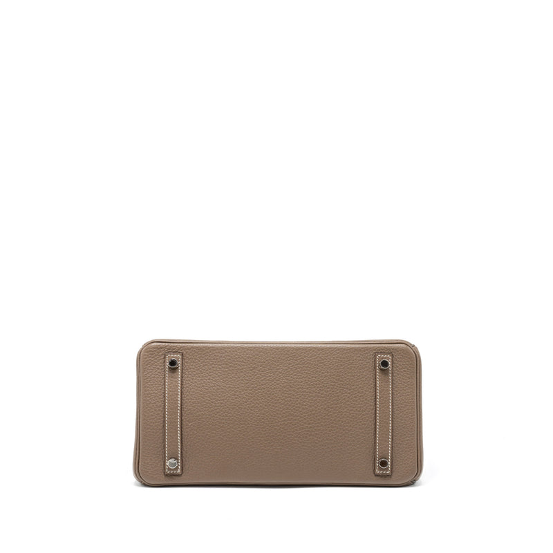Hermes Birkin 30 Clemence Etoupe SHW Stamp Square R