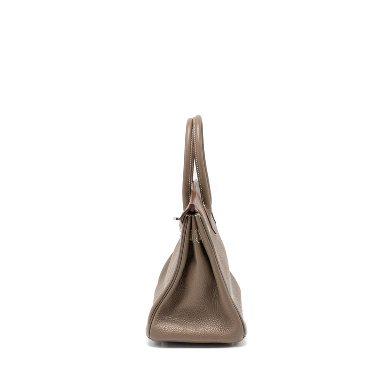 Hermes Birkin 30 Clemence Etoupe SHW Stamp Square R