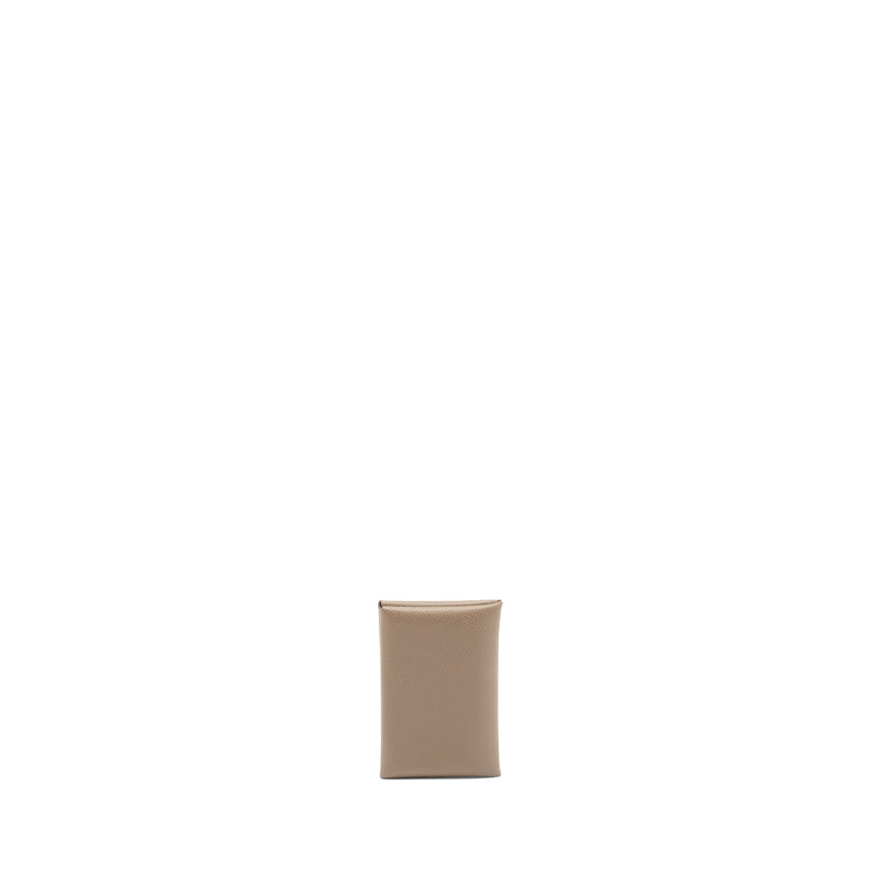 Hermes Calvi Card Holder Epsom Etoupe SHW Stamp Z