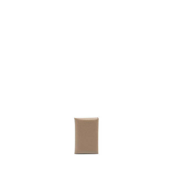 Hermes Calvi Card Holder Epsom Etoupe SHW Stamp Z