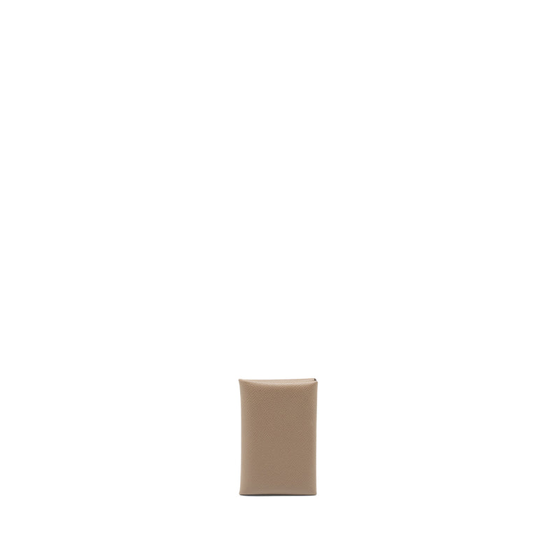 Hermes Calvi Card Holder Epsom Etoupe SHW Stamp Z