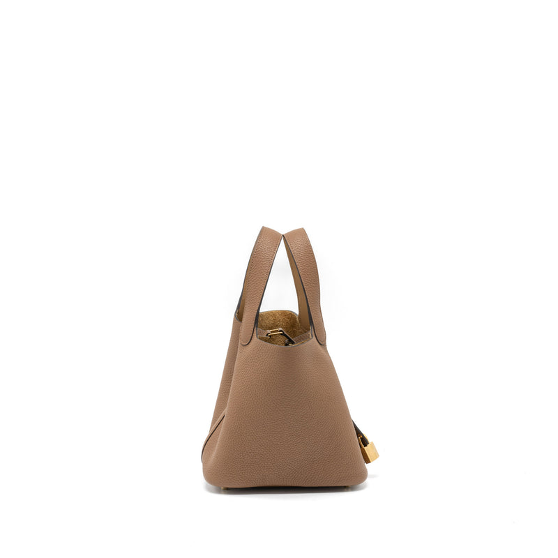 Hermes Picotin 18 Lock Bag Clemence/Swift Alezan/Biscuit GHW Stamp Z