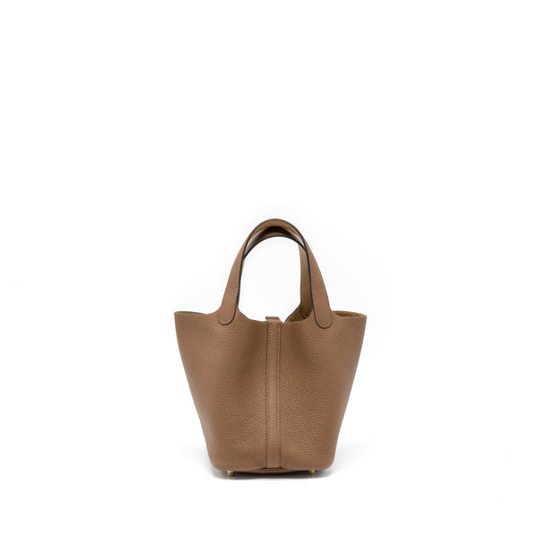 Hermes Picotin 18 Lock Bag Clemence/Swift Alezan/Biscuit GHW Stamp Z