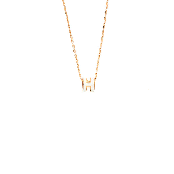 Hermes Mini Pop H Pendant White Rose Gold
