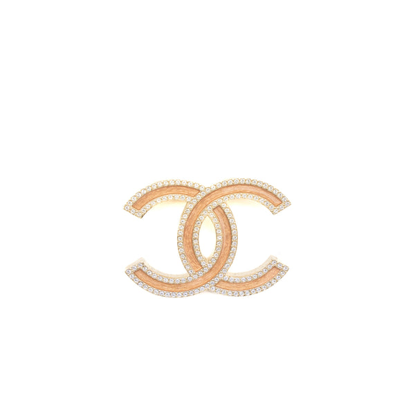 Chanel Giant CC Logo Light Pink Light Gold Tone