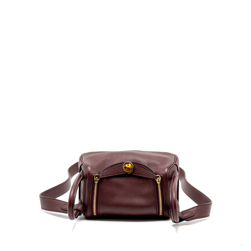 Hermes Mini Lindy Swift Bordeaux GHW Stamp C