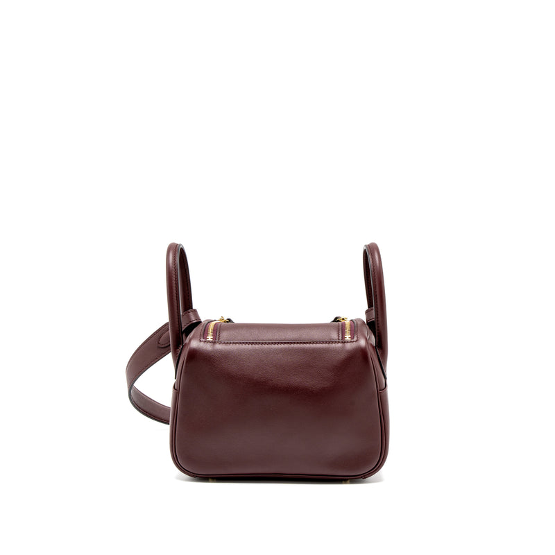 Hermes Mini Lindy Swift Bordeaux GHW Stamp C