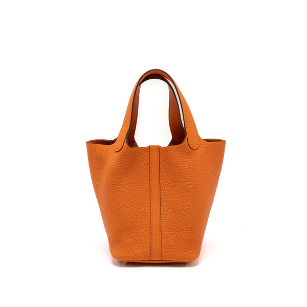 Hermes Picotin 18 Lock Bag Clemence Orange GHW Stamp U