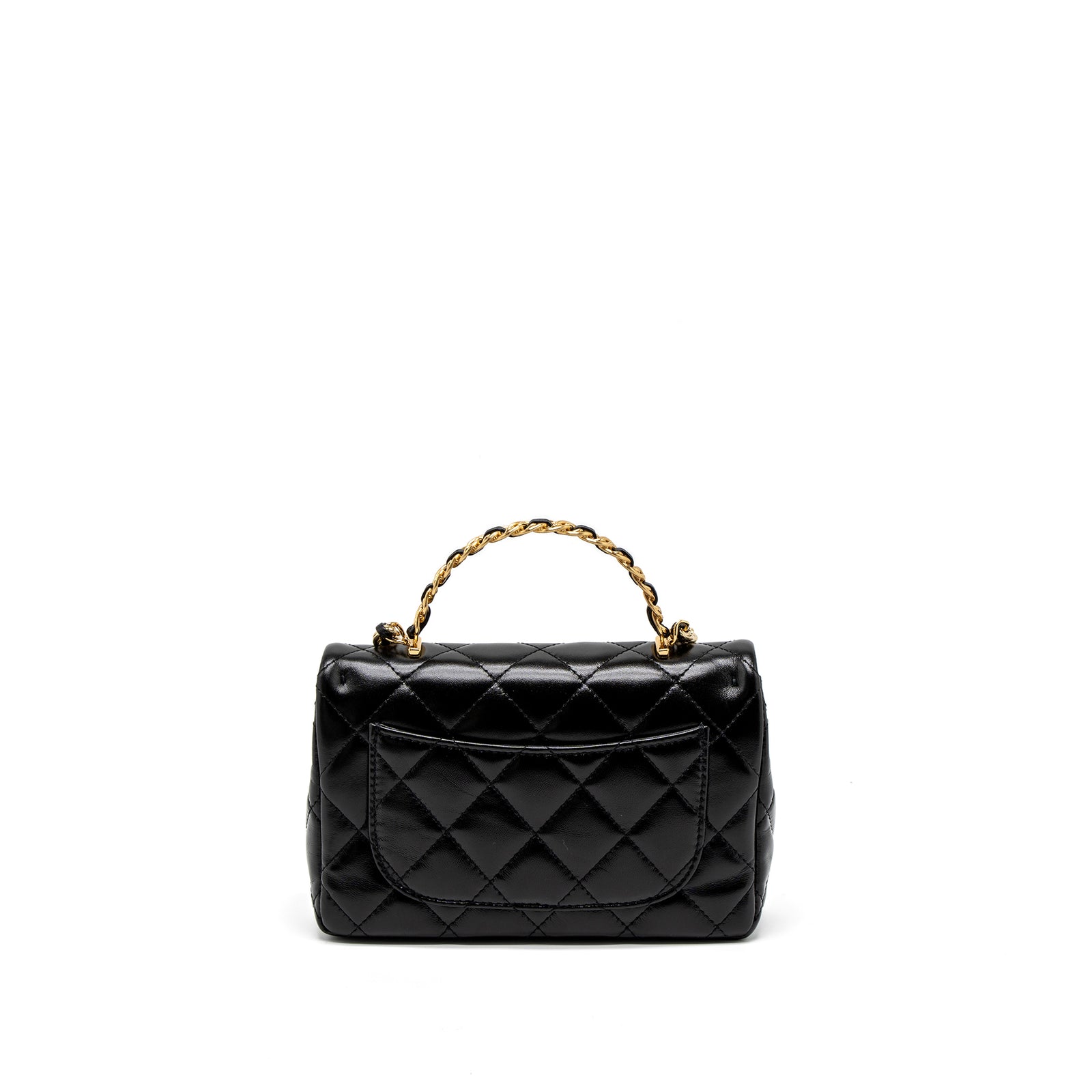 m　CHANEL Chanel 23S Detail Top Handle Mini Rectangular Flap Bag Shiny Lambskin