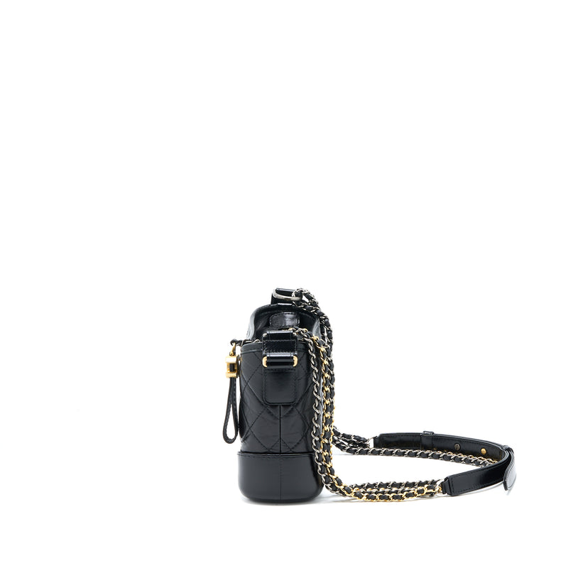 Chanel Small Gabrielle Hobo Bag Aged Calfskin Black Multicolour Hardware