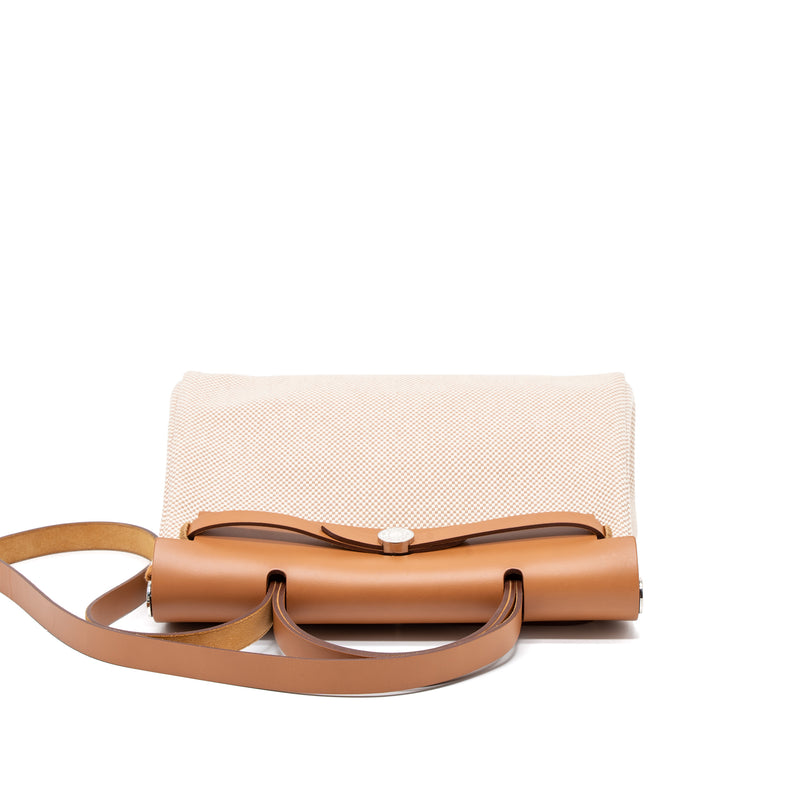 Hermes Herbag 31 Zip Bag Canvas/Cache Hunter Ecru/Beige GHW Stamp Y